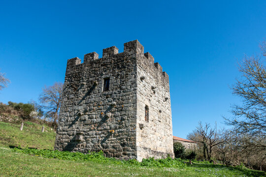 Fortified Tower of A Candaira, 14th Century Medieval Castle Architecture, O Savi&ntilde;ao, Spain