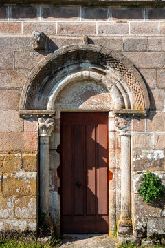 Romanesque South Portal of the Church of Santa Comba de Treboedo, 12th Century, Maside, Spain
