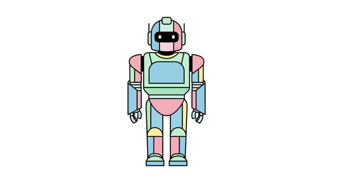 Colorful robot with pink and blue.