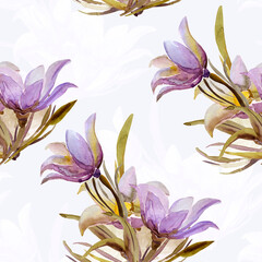 Obraz premium Spring wildflowers. Seamless pattern/