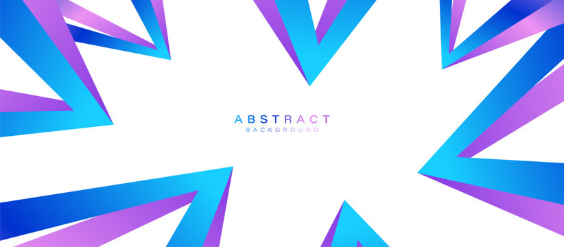 Vibrant triangles radiate outward with bold blue and purple hues. Abstract triangle shape frame background
