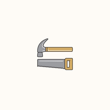 Hammer and Saw logo or icon design