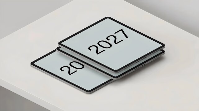 3D render of e-paper devices 2027 &ndash; Suitable for sustainable media, tech infrastructure, or digital learning.