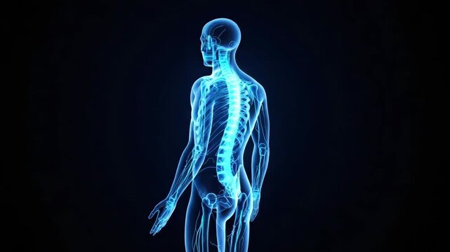 Blue Human Figure showing Spinal Energy Flow