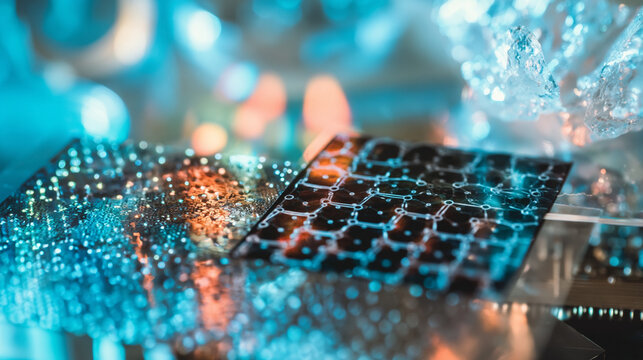 Futuristic Vibrant Technology: Macro Abstract Light Reflections & Shimmering Patterns
