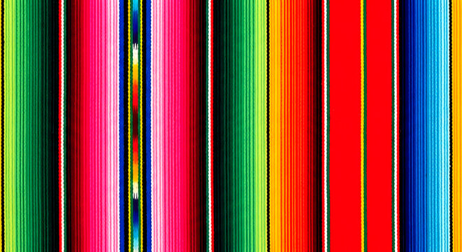 Vibrant Mexican Serape Striped Pattern Textile Background with Bright Colors and Traditional Design