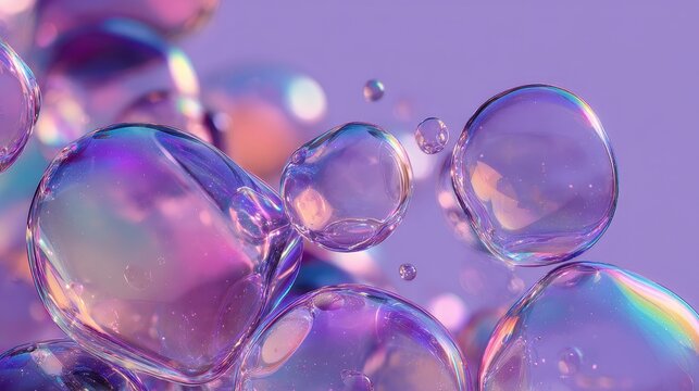 Vibrant Holographic Bubbles on Lavender Background