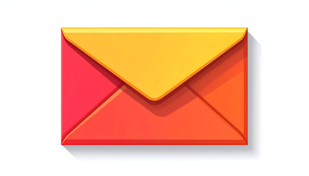 A vibrant, stylized illustration depicts a red and yellow envelope with a prominent flap, suggesting communication and correspondence.