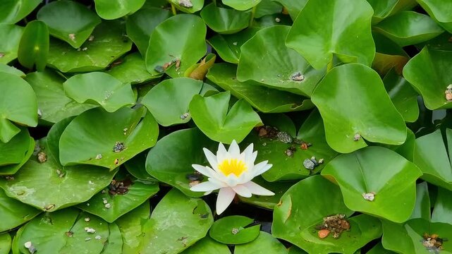 Flowers in the pond. Nymphaea.