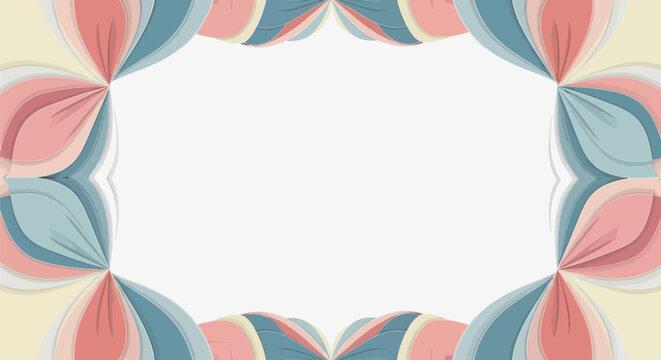 Abstract floral frame with pastel colors and a blank white space.