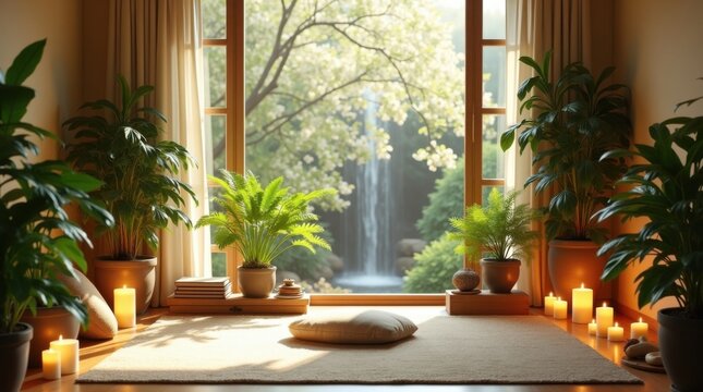Rinc&oacute;n de meditaci&oacute;n con c&aacute;lida luz natural que entra a raudales por un gran ventanal y un sereno suelo de madera
