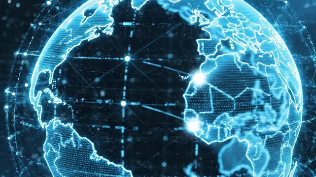 Digital globe with network connections for corporate presentations, business marketing, and commercial use