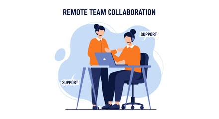 Fototapeta premium Remote Team Collaboration: Support and Communication in Virtual Workspace