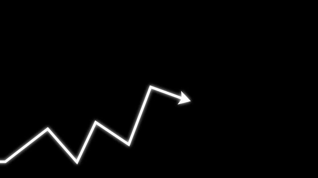 White arrow showing a downtrend directional movement on a green screen background