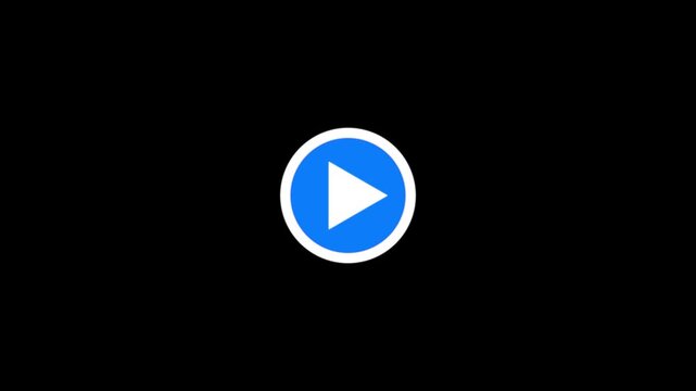 Video play button icon animated on a black background.