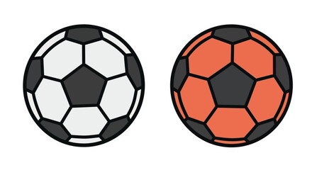 Fototapeta premium Two soccer balls with distinct color schemes a bold silhouette