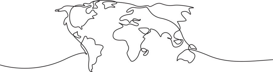 Continuous Earth line drawing symbol. World map one line art. minimalist one line vector illustration, world map art, global concept © samiya