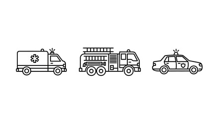 Emergency vehicles including ambulance fire truck and police car silhouette © ANISURRAHMAN