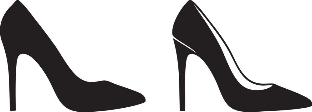 Elegant High Heel Shoe Side View Isolated Silhouette Vector Icon