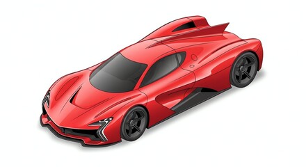 Fototapeta premium Sleek red futuristic sports car featuring an aerodynamic body design and sharp angular lines for a high performance vehicle