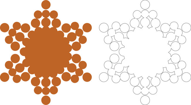 Brown circle cluster ornament and outline star shape