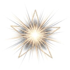 Obraz premium Sparkling Starburst Radiating Light and Glitter on a White Background