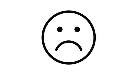 Fototapeta premium Simple black outline of a sad face minimalist design silhouette