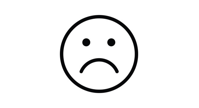 Simple black outline of a sad face minimalist design silhouette