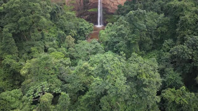 Aerial View of Cachoeira do Salt&atilde;o Waterfall in S&atilde;o Paulo Brazil