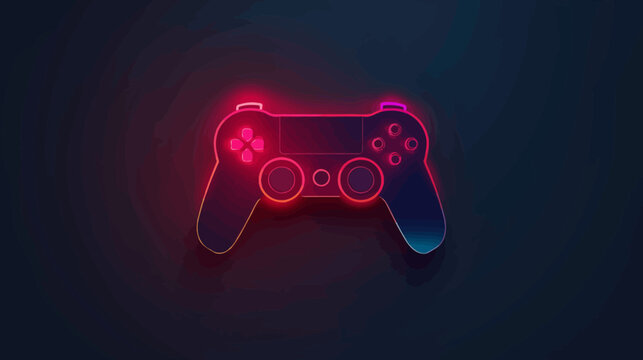 Neon illuminated game controller against dark backdrop gaming concept design