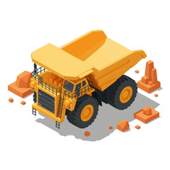 Large yellow mining dump truck isometric illustration. © karina