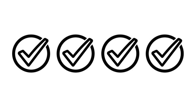 Four checkmarks in a row on a white background
