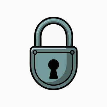 Padlock Flat Vector Clipart Security Lock Icon Clean Minimal Protection Symbol Simple Metal Lock Illustration Isolated on White Background for Safety, Privacy and Technology Use