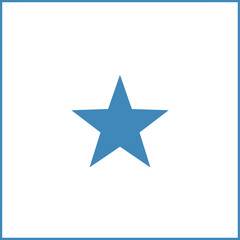 Obraz premium Minimalist blue star vector icon, simple five-pointed star shape on white background, geometric celestial symbol for rating and interface design