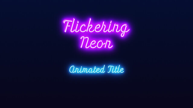 Animated Text Neon Flickering Title with Retro Glow Effect