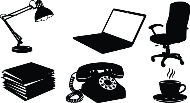 Commercial passenger airplane silhouette collection, set of six black vector airliner icons in diverse flight angles and top-down views isolated on white.