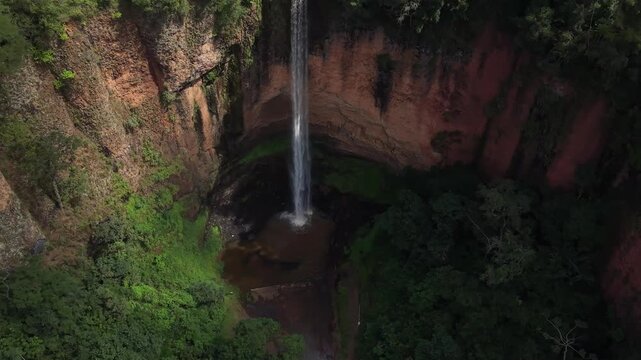 Aerial View of Cachoeira do Salt&atilde;o Waterfall in S&atilde;o Paulo Brazil