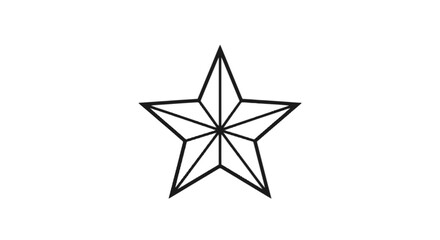 Obraz premium A geometric line drawing of a symmetrical five-pointed star with inner lines isolated on transparent background, Vector