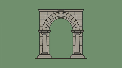 Fototapeta premium Architectural Illustration of a Stone Archway with Detailed Design.
