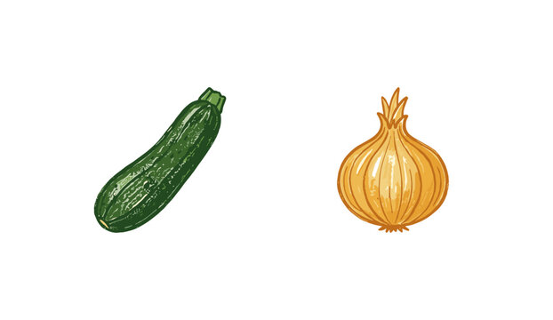Fresh Garden Vegetables and Organic Produce with Fluid Crayon Pencil Texture in Crayon Colorful Style