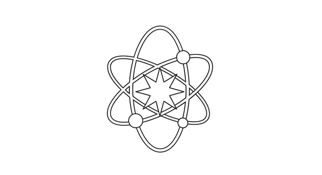 Simple line drawing of an atom symbol.