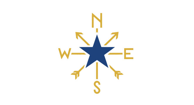 Directional compass star navigation symbol.