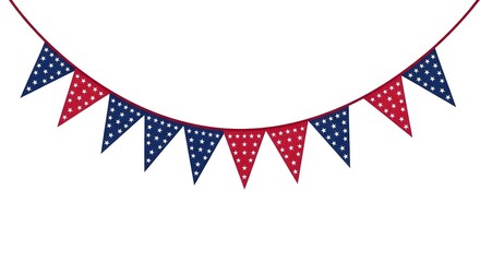 Fototapeta premium Patriotic red white and blue star bunting garland for Independence Day celebration