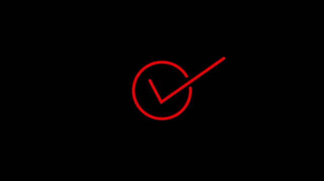 Check mark animation icon. Correct, success sign, Approved tick mark icon 4k motion video animation.