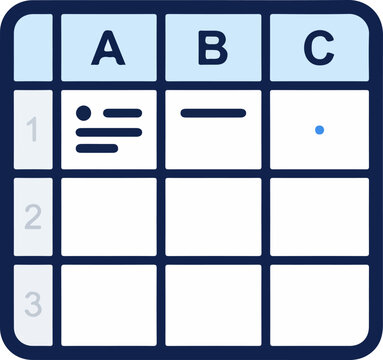 Spreadsheet data table with cells and columns for data analysis and organization.
