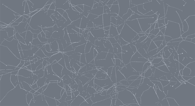 Minimalist abstract background featuring a delicate and intricate network of subtle white lines and scattered dots, reminiscent of neural pathways or branching veins on a solid grey surface.