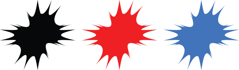 Colorful Explosive Splash Burst Vector Set - Comic Style Starburst and Paint Splat Graphic Elements © Himel