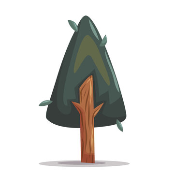 Pine Tree Cartoon Vector Forest Illustration. Stylized pine tree with triangular shape, ideal for winter scenes, forest landscapes, and outdoor themed illustrations.