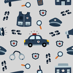 Cute Police Icons Seamless Pattern © Winart Project