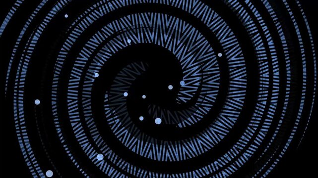 Monochrome spiral vortex with patterned rings background animation